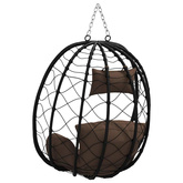 Wiszące krzesło jajo kawowy 91,5 x 54,5 x 107 cm polirattan