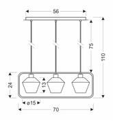Niko Lampa Wisząca Czarny 3X40W E27 Klosz Bezbarwny Karbowany 33-26866