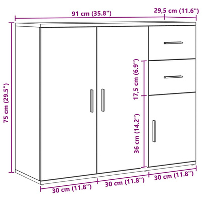 Komoda Artisan Oak 91x29,5x75 cm Drewno konstrukcyjne