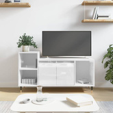vidaXL Szafka pod TV, wysoki połysk, biała, 100x35x55 cm