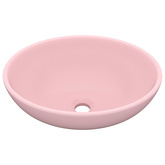 Luksusowa, owalna umywalka, matowy róż, 40x33 cm, ceramiczna