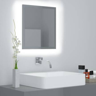vidaXL Lustro łazienkowe LED, wysoki połysk, szare, 40x8,5x37cm, akryl