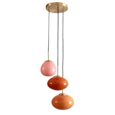 Lampa Wiszącza 3 szkalne Czerwone kule E14 Abruzzo Sfero