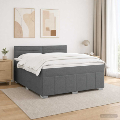 Łóżko z box spring LED z materacem ciemnoszary 180 x 200 cm