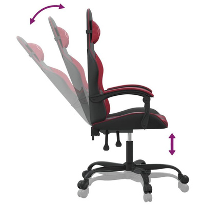 vidaXL Obrotowy fotel gamingowy, czarno-bordowy, sztuczna skóra model standard