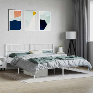 Metalowa rama łóżka z wezgłowiem, biała, 180x200 cm