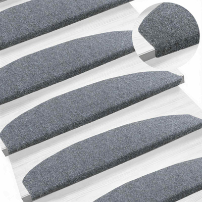 Samoprzylepne maty na schody Półokrąg 15 pcs jasnoszary