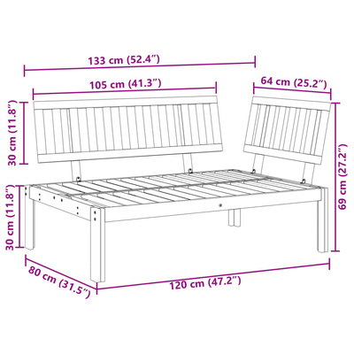 Narożna sofa ogrodowa z deseczek, lite drewno akacjowe