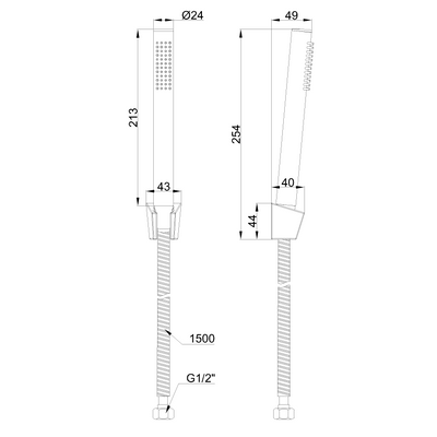 Zestaw natryskowy 1-punktowy alonia, chrom 1f AU-70-M01-V Invena