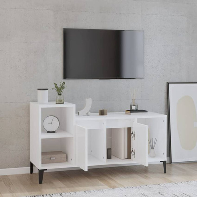 vidaXL Szafka pod TV, wysoki połysk, biała, 100x35x55 cm