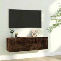 vidaXL Ścienna szafka pod telewizor, przydymiony dąb, 100x30x30 cm