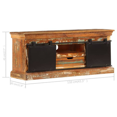 vidaXL Szafka pod TV, 110x30x45 cm, lite drewno odzyskane