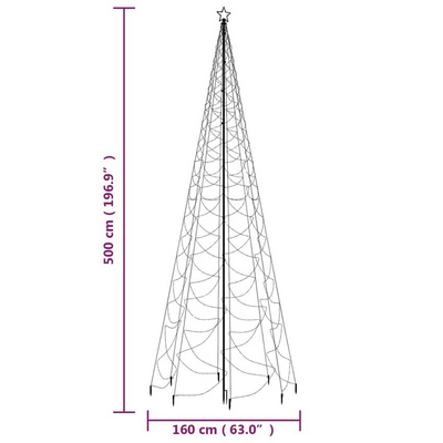 vidaXL Choinka z metalowym słupkiem, 1400 niebieskich diod LED, 5 m