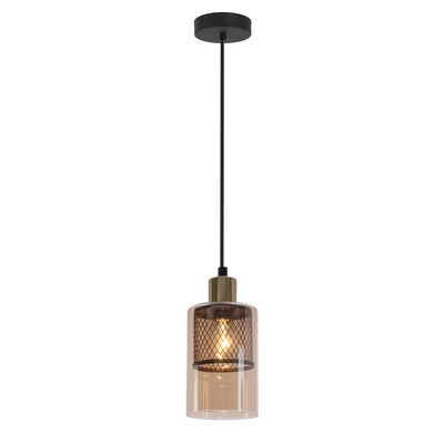 Lampa wisząca Cabi z bursztynowym kloszem pojedyncza szklana E14