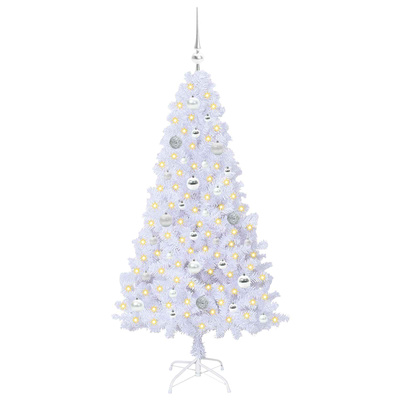 Sztuczna choinka z 150 diodami LED Biały 150 cm PVC i stal