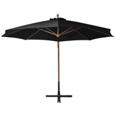 Parasol ogrodowy wiszący, jodłowy słupek, czarny, 3,5x2,9 m