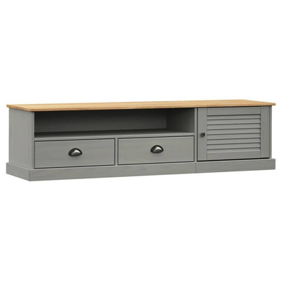 vidaXL Szafka pod TV VIGO, szara, 156x40x40 cm, lite drewno sosnowe