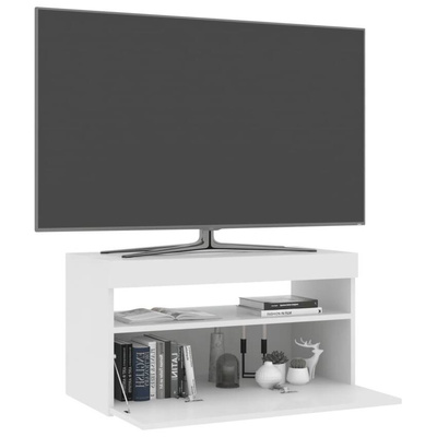 vidaXL Szafka pod TV z oświetleniem LED, biała, 75x35x40 cm