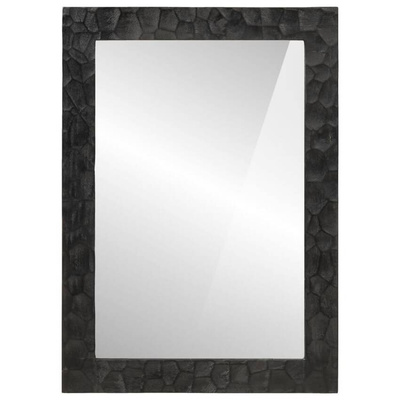 vidaXL Lustro łazienkowe, czarne, 50x70x2,5 cm, drewno mango i szkło