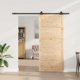 Drzwi przesuwne 90 x 208 cm Lite drewno sosnowe naturalny