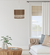 Lampa wisząca z abażurem Arabesca brązowa do salonu