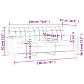 3-osobowa sofa z poduszkami, czarna, 180 cm, tkanina