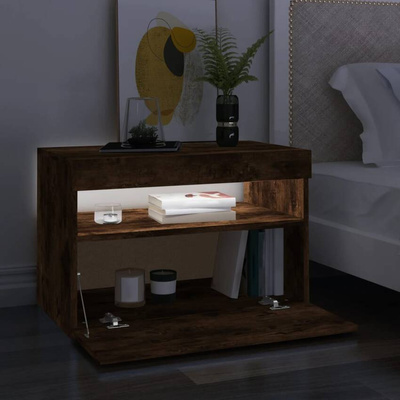 vidaXL Szafka pod TV z oświetleniem LED, przydymiony dąb, 60x35x40 cm