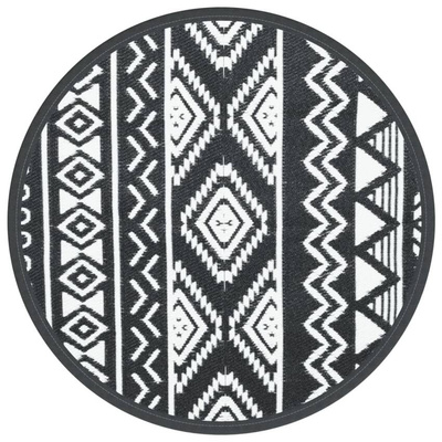 vidaXL Dywan na zewnątrz, czarny, Ø120 cm, PP