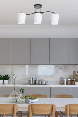 Lampa Sufitowa Chromowy+Czarny 3X40 E27 Klosz Biały Esnyr