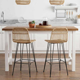 Stołek barowy 2 szt. naturalny 44 x 55 x 109 cm Rattan i Stal