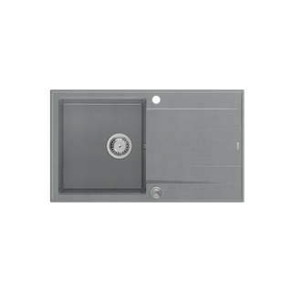 EVAN 111 GraniteQ zlewozmywak z syfonem Push 2 Open 1-komorowy z/o (860x500x210) silver stone / elementy stalowe