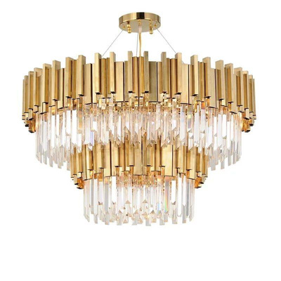 Żyrandol EMPIRE DOUBLE GOLD Chandeliers  lampa sufitowa wisząca kryształowa glamour nowojorski nowowczesny okrągły 80 cm