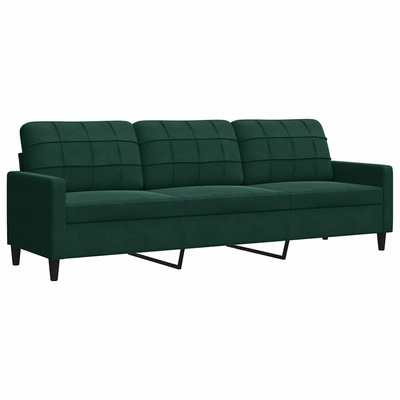 Sofa 3-osobowa, ciemnozielony, 210 cm, obita aksamitem