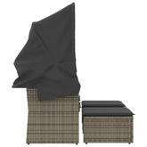 2-os. sofa ogrodowa z daszkiem i podnóżkami, szara, rattan PE