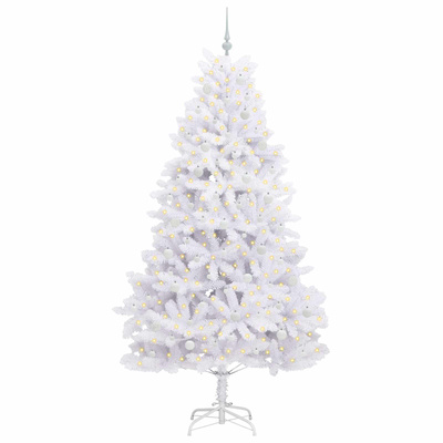 Sztuczna choinka z zawiasami z podstawą Biały 240 cm PVC i stal