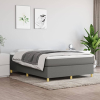 vidaXL Łóżko kontynentalne z materacem, ciemnoszara tkanina 140x190 cm wariant 6