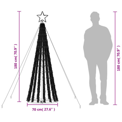 vidaXL Stożkowa choinka z lampek, 275 zimnych białych LED, 180 cm