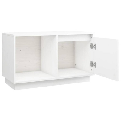 vidaXL Szafka pod TV, biała, 74x35x44 cm, lite drewno sosnowe