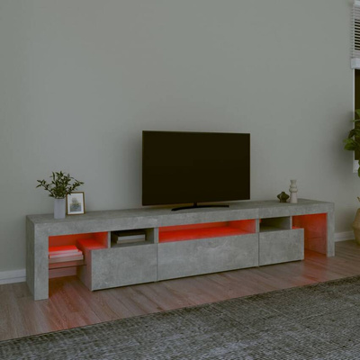 vidaXL Szafka pod TV z oświetleniem LED, szarość betonu 215x36,5x40 cm