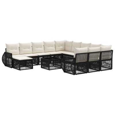 Zestaw Sof na Ogród 13 szt. Czarny polirattan