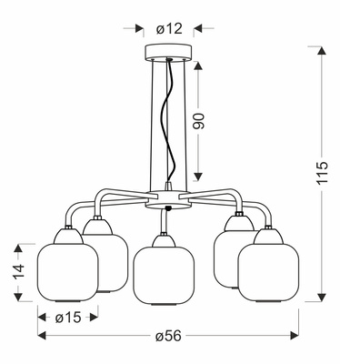 CROMADO lampa wisząca chromowy 5x60W E27 klosz biały