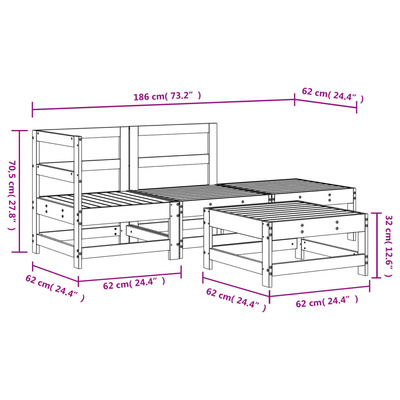 vidaXL 4-cz. zestaw mebli ogrodowych, impregnowane drewno sosnowe model standard