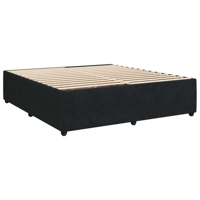 Łóżko kontynentalne z materacem Czarny 200 x 200 cm Welur