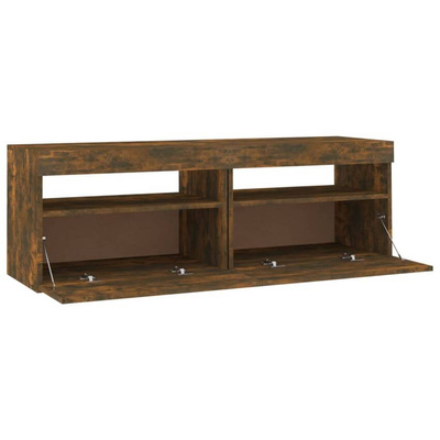 vidaXL Szafka pod TV z oświetleniem LED, przydymiony dąb, 120x35x40 cm wariant 4