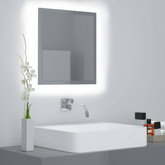 vidaXL Lustro łazienkowe LED, wysoki połysk, szare, 40x8,5x37cm, akryl