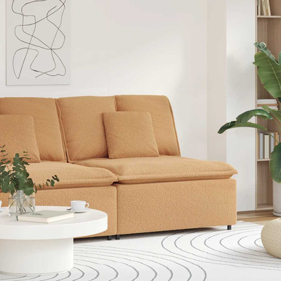 Modułowy moduł centralny sofy z poduszkami beżowy 100 cm