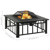 vidaXL Ogrodowe palenisko z pogrzebaczem, 81x81x47 cm, XXL, stal