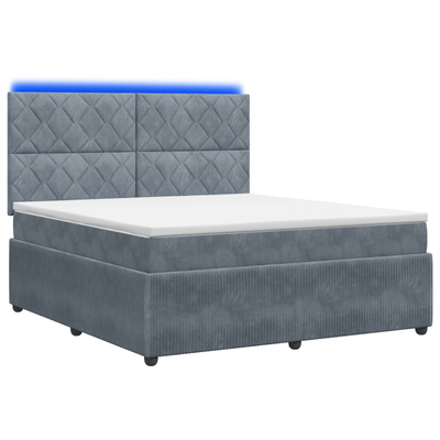 Łóżko z box spring LED z materacem ciemnoszary 180 x 200 cm