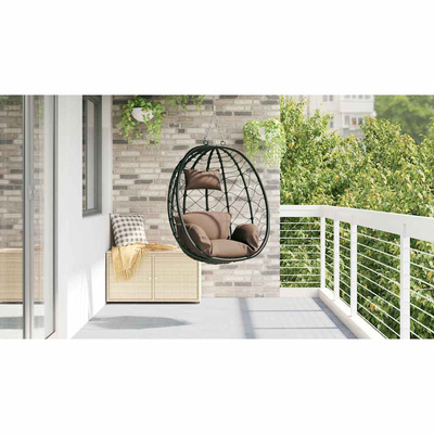 Wiszące krzesło jajo kawowy 91,5 x 54,5 x 107 cm polirattan