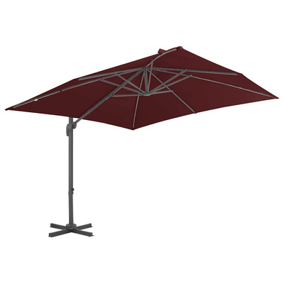 Parasol wiszący na aluminiowym słupku, bordowy, 400x300 cm